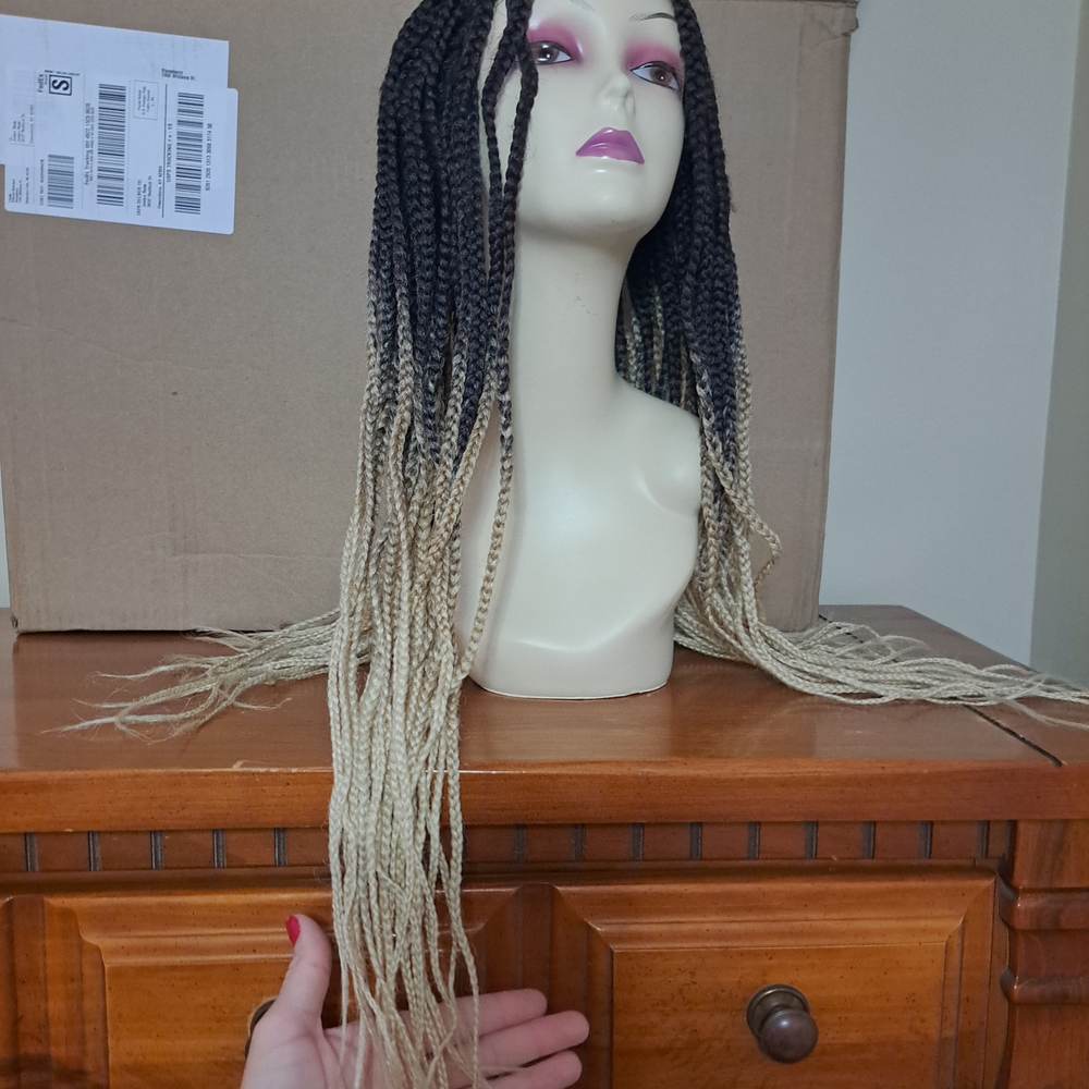Stylish Ombre Braided Wig - Black and Blonde